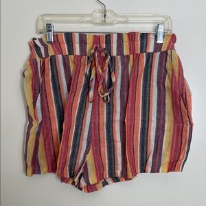 SHEIN Multicolor Striped Paper Bag Shorts